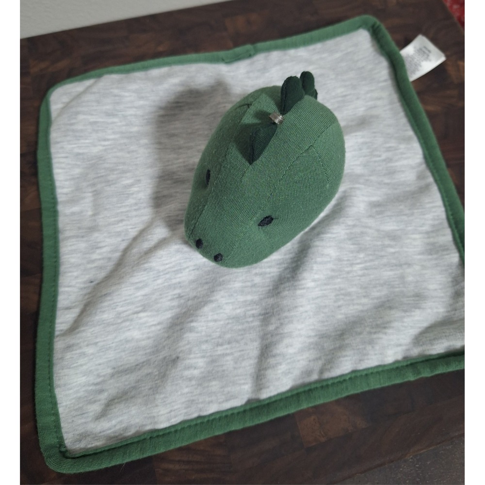 Dinosaur Lovey Plush Green Trimming Grey Dino Security Blanket Baby Boy